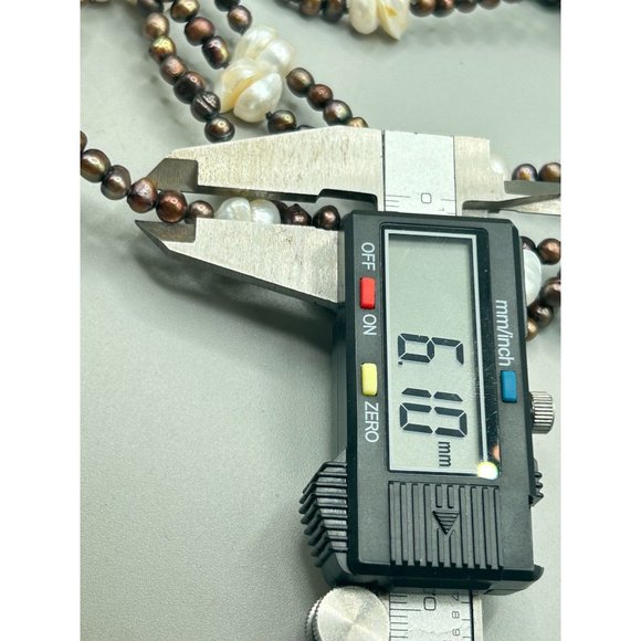 Super Long Genuine Pearl Necklace Dyed Brown Blister Pearls White Baroque Pearls - Picture 7 of 8